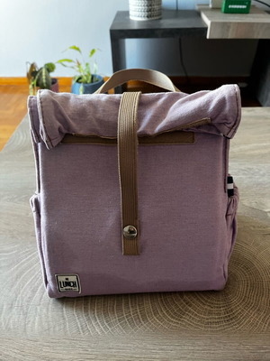Lunch Box μωβ μεταχειρισμένο με κουμπάκι και θήκες στα πλαϊνά