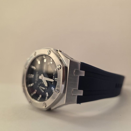 Casio G-Shock GA-2100 custom watch, silver steel