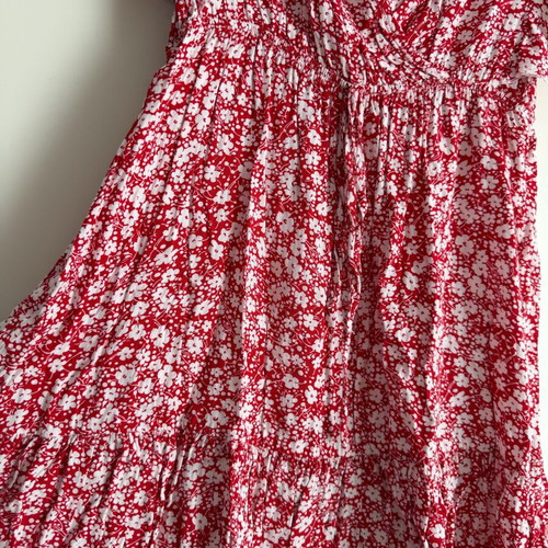 CUPSHE floral mini dress Medium like new, red-white boho