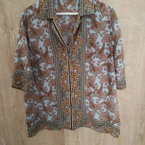 Mango short-sleeve shirt like new, multicolor turquoise