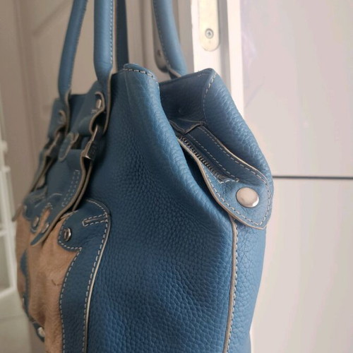 Tods handbag used, leather turquoise