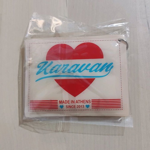 Karavan keyring new with heart beige and red