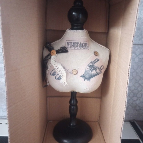 Vintage Jewelry Stand Bust 32cm New, Decorative Fabric