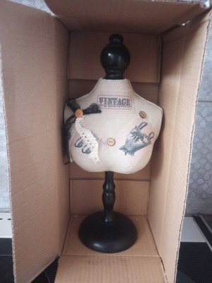 Vintage Jewelry Stand Bust 32cm New, Decorative Fabric