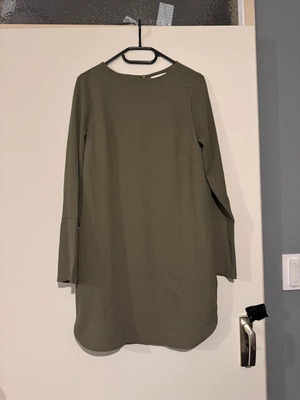 H&M khaki green shirt dress with zip collar, size 36/S