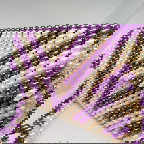 Μίνι τσάντα Perla - μωβ φθινόπωρο νέα, χειροποίητη από πλαστικές πέρλες