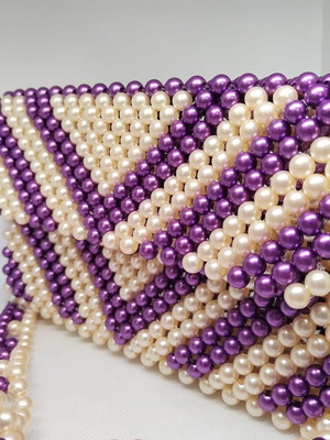 Μίνι τσάντα Perla - μωβ φθινόπωρο νέα, χειροποίητη από πλαστικές πέρλες