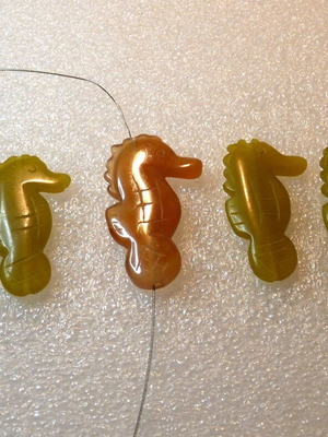 Semiprecious stones pierced, new, jade and carnelian colors