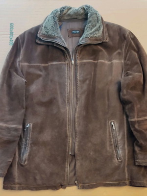 Castor leather jacket used brown size L with fur collar