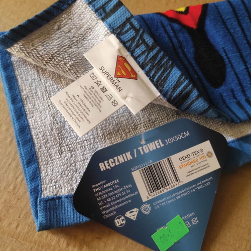 Superman hand face towel new