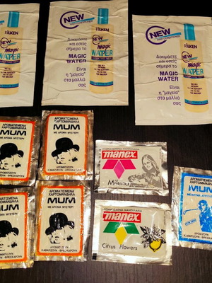 Various old promotional wet wipes used, pack