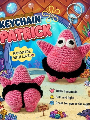 Patrick Star Handmade Crochet Keychain