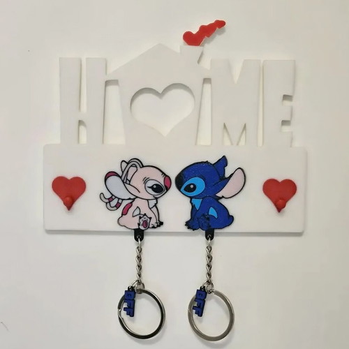 Angel and Stitch key holder made to order with Valentine keychains