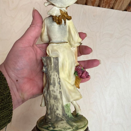 Girl with Flowers Vintage Ceramic Figurine like new
