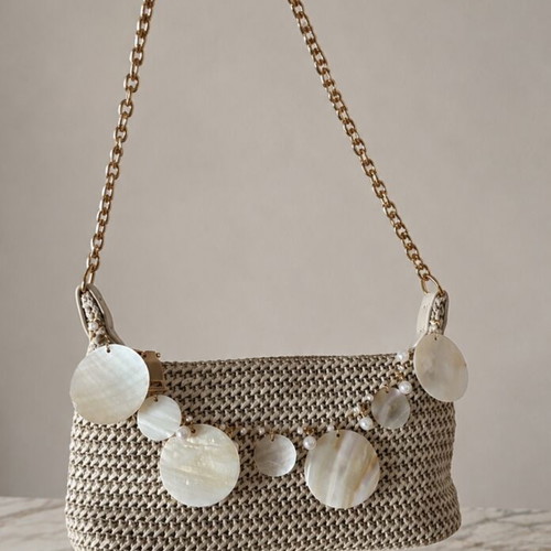 Handmade shoulder bag, beige