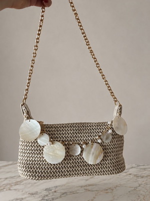 Handmade shoulder bag, beige