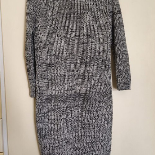Knitted long cardigan unisex like new, gray and beige