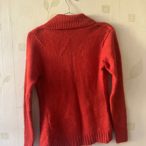 A-Style red women's cardigan with large front button, new