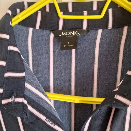 Monki one-piece spring jumpsuit like new, blue with pink stripes