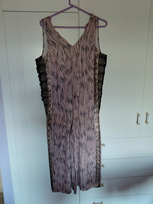 BSB Jeans evening jumpsuit culottes like new, pink nude with black animal print