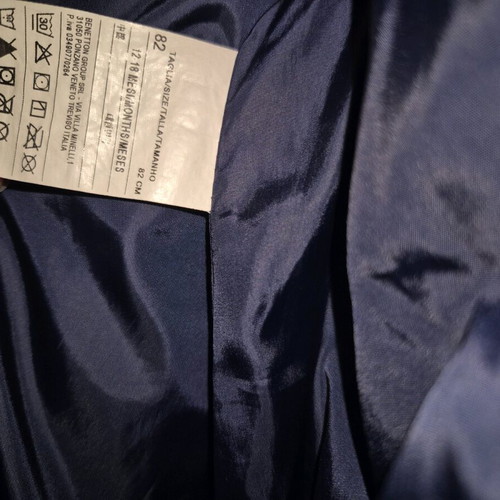 Benetton blue nautical jacket 12-18 months like new with detachable hood