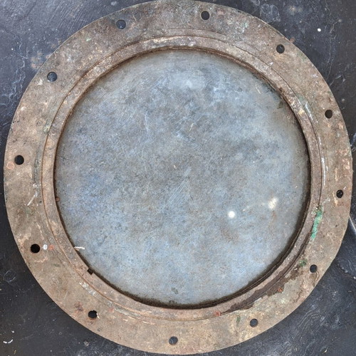 Vintage brass and metal ship porthole light used, 40cm diameter