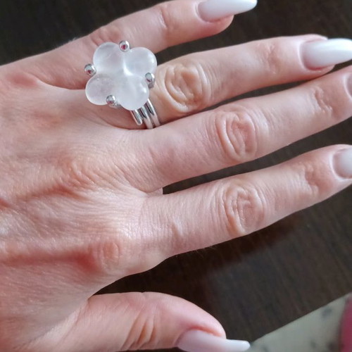 Loisir silver ring size 51 with transparent white stone