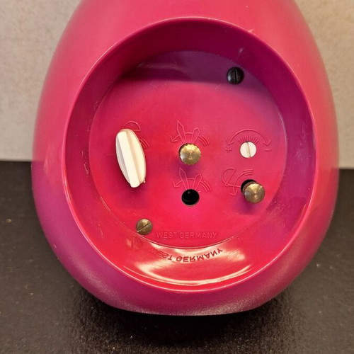 Blessing vintage 1970s pink egg-shaped alarm clock, West Germany