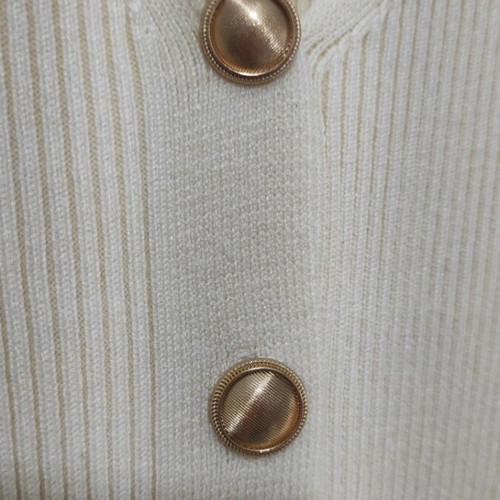 Knitted cream long dress like new, one size with gold buttons