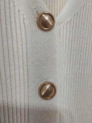 Knitted cream long dress like new, one size with gold buttons