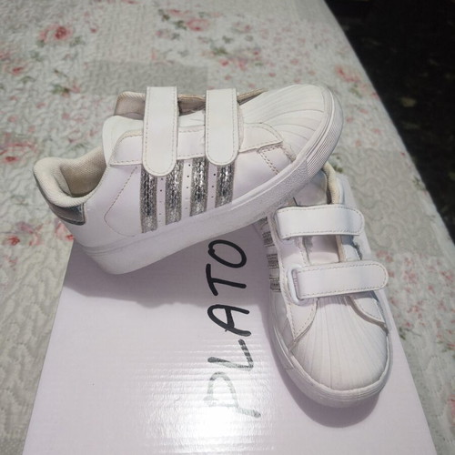 Children's white and silver athletic shoes size 31