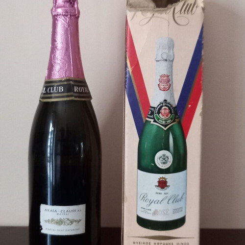 Achaia Clauss Rose Royal Club sparkling wine like new, collectible 1970s 740g