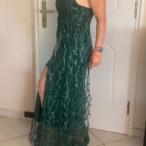 Dress cypress green one shoulder like new for formal events