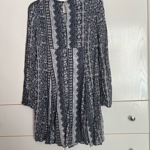 Mini dress Bershka used, size S, white and blue