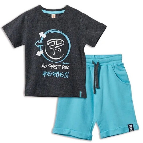 No Rest For Heroes shorts and t-shirt set new, size 18 months