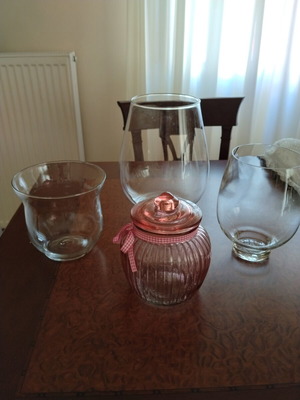 Glass vases and bowls for decoration