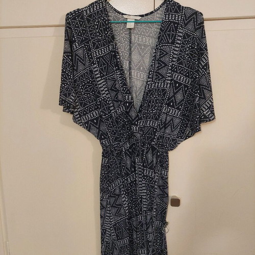 H&M wrap summer dress like new, blue with white details