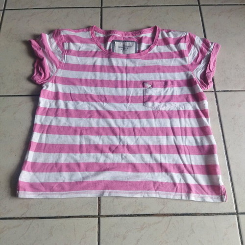 Abercrombie & Fitch T-shirt like new, striped white and pink