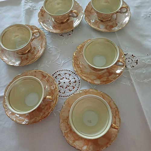 Vintage porcelain coffee tea cup set 6 pieces new from 1960s