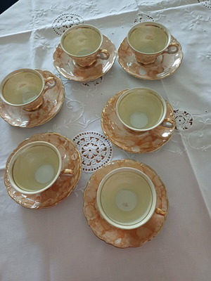 Vintage porcelain coffee tea cup set 6 pieces new from 1960s