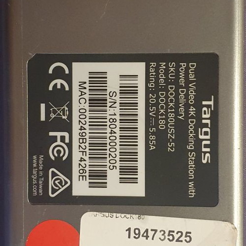 Targus Docking Station used without charger