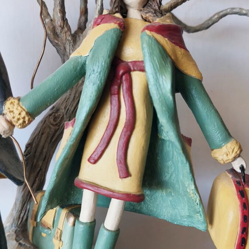 Handmade sculpture couple on globe by Nasia Soul