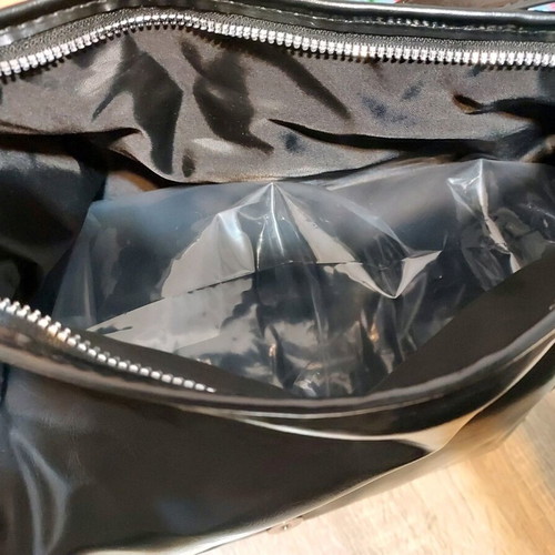 H&M shoulder bag black medium size shiny leatherette like new