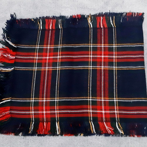 Children's plaid scarf with fringes, like new, blue red white
