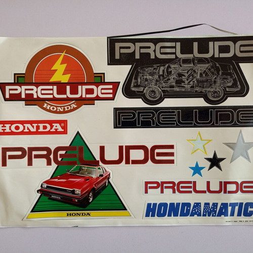 Card with 11 used Honda Prelude / Hondamatic stickers from the '90s