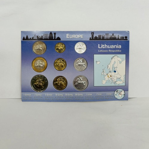 Lithuania Uncirculated Pre-Euro 9-Coin Set New