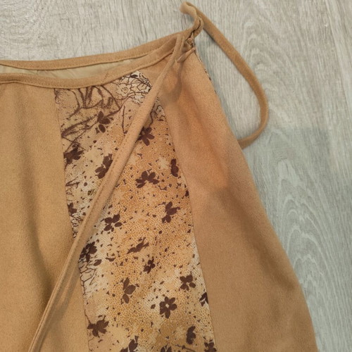 Vintage skirt with floral panels and suede texture, size S, like new