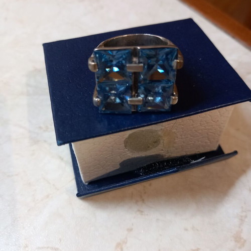 Silver 925 women's ring new with four genuine aquamarine stones