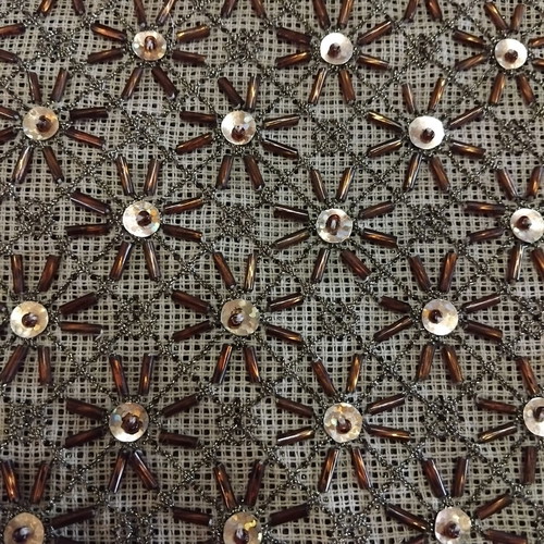 Handmade table runner with beads and lace