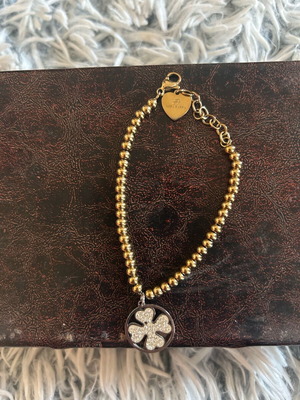 Luca Barra gold bracelet with silver charm and small diamonds like new